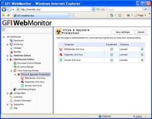 GFI WebMonitor Virus and Spyware Protection
